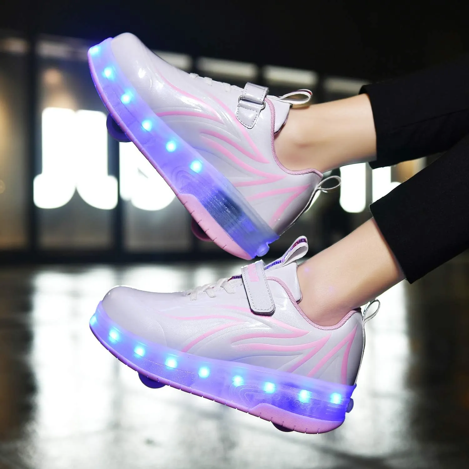Ufatansy Roller Shoes Girls Boys Sneakers with Wheels Roller Skate Shoes USB Charging with LED Light Up Shinny Skates for Beginner Trainers Kids Lightweight Breatheable Shoe Footwear