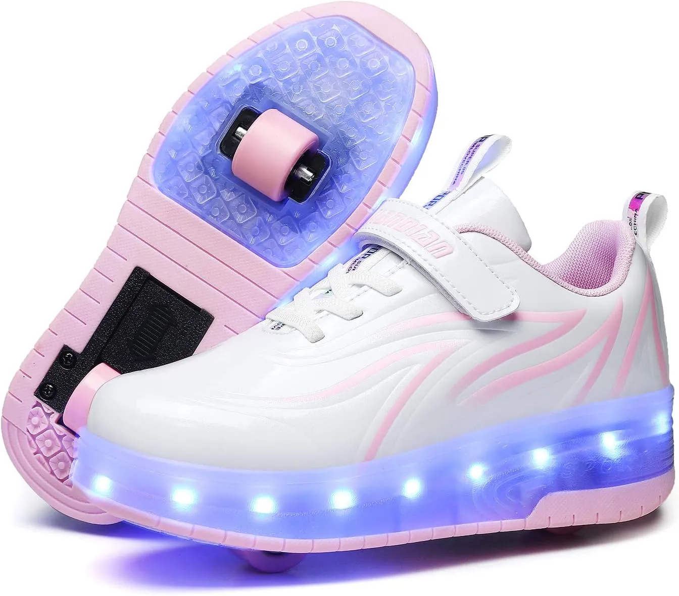 Ufatansy Roller Shoes Girls Boys Sneakers with Wheels Roller Skate Shoes USB Charging with LED Light Up Shinny Skates for Beginner Trainers Kids Lightweight Breatheable Shoe Footwear