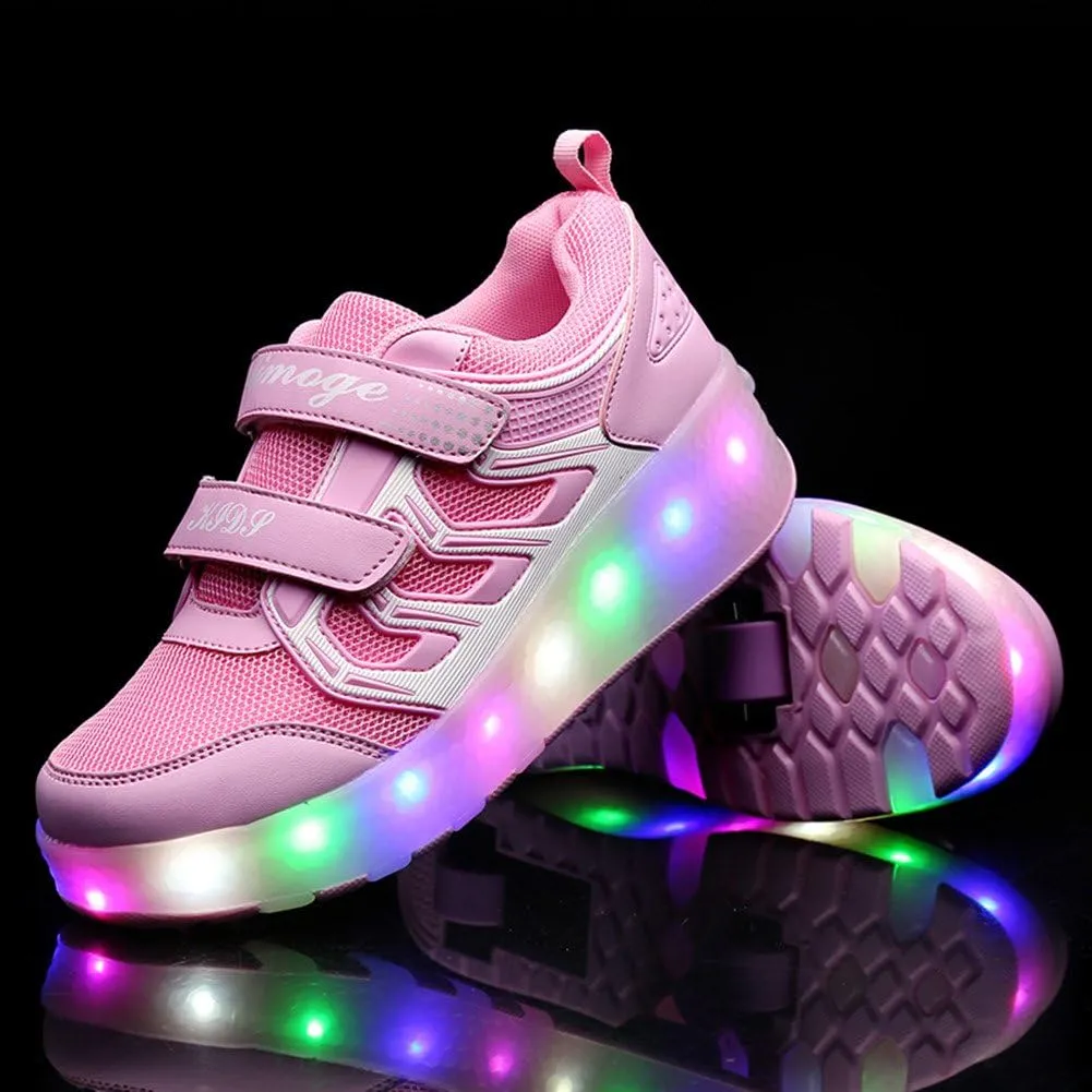 Ufatansy Roller Shoes Girls Sneakers with Wheels Boys Roller Skate Shoes USB Charging with LED Light Up Footwear Skates for Beginner Trainers Kids Lightweight Breatheable Shoe