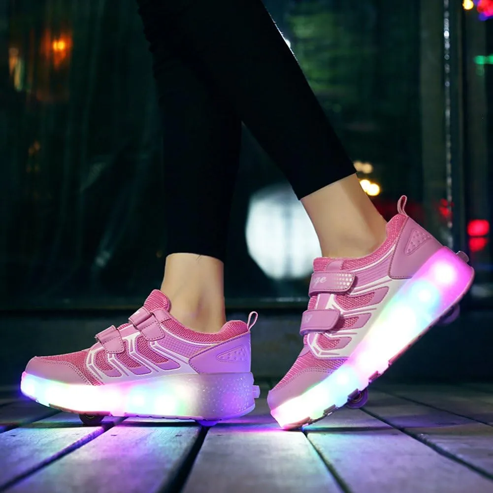 Ufatansy Roller Shoes Girls Sneakers with Wheels Boys Roller Skate Shoes USB Charging with LED Light Up Footwear Skates for Beginner Trainers Kids Lightweight Breatheable Shoe