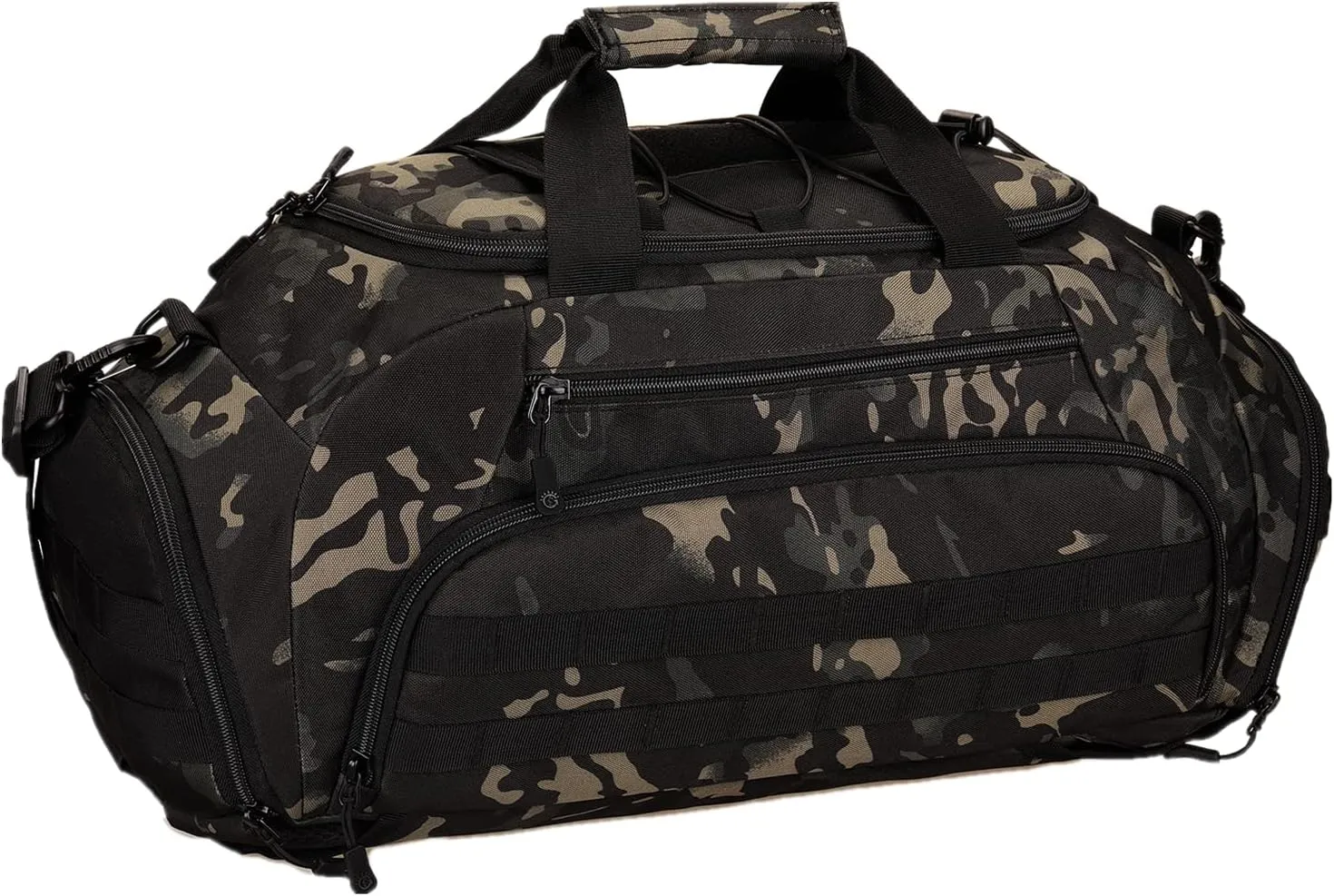 UNISTRENGH 3-Ways Tactical Military Nylon Men Holdall Weekend Travel Duffel Bag Backpack Messenger Shoulder Bags Rucksack Handbag (Black camouflage)