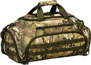UNISTRENGH 3-Ways Tactical Military Nylon Men Holdall Weekend Travel Duffel Bag Backpack Messenger Shoulder Bags Rucksack Handbag (CP Camouflage)
