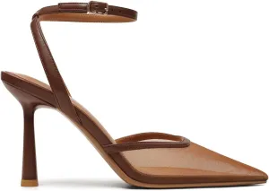 USIMAD Mesh Stiletto Heels for Women with Closed Pointed Toe Ankle Strap