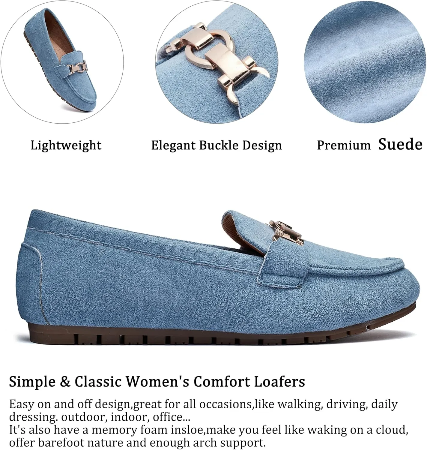 VERDASCO Women's Loafers Comfort Slip-Ons Flat Work Shoes Casual Moccasins Penny Loafers Lady Dress Shoes