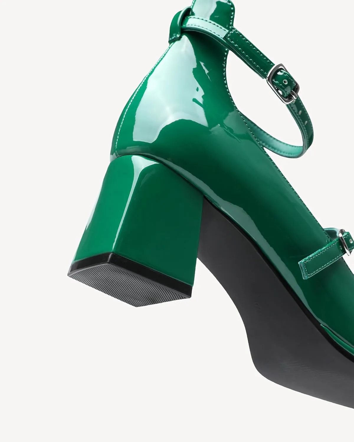 Vintage Patent Mary Jane Pumps, Women's Chunky Heel