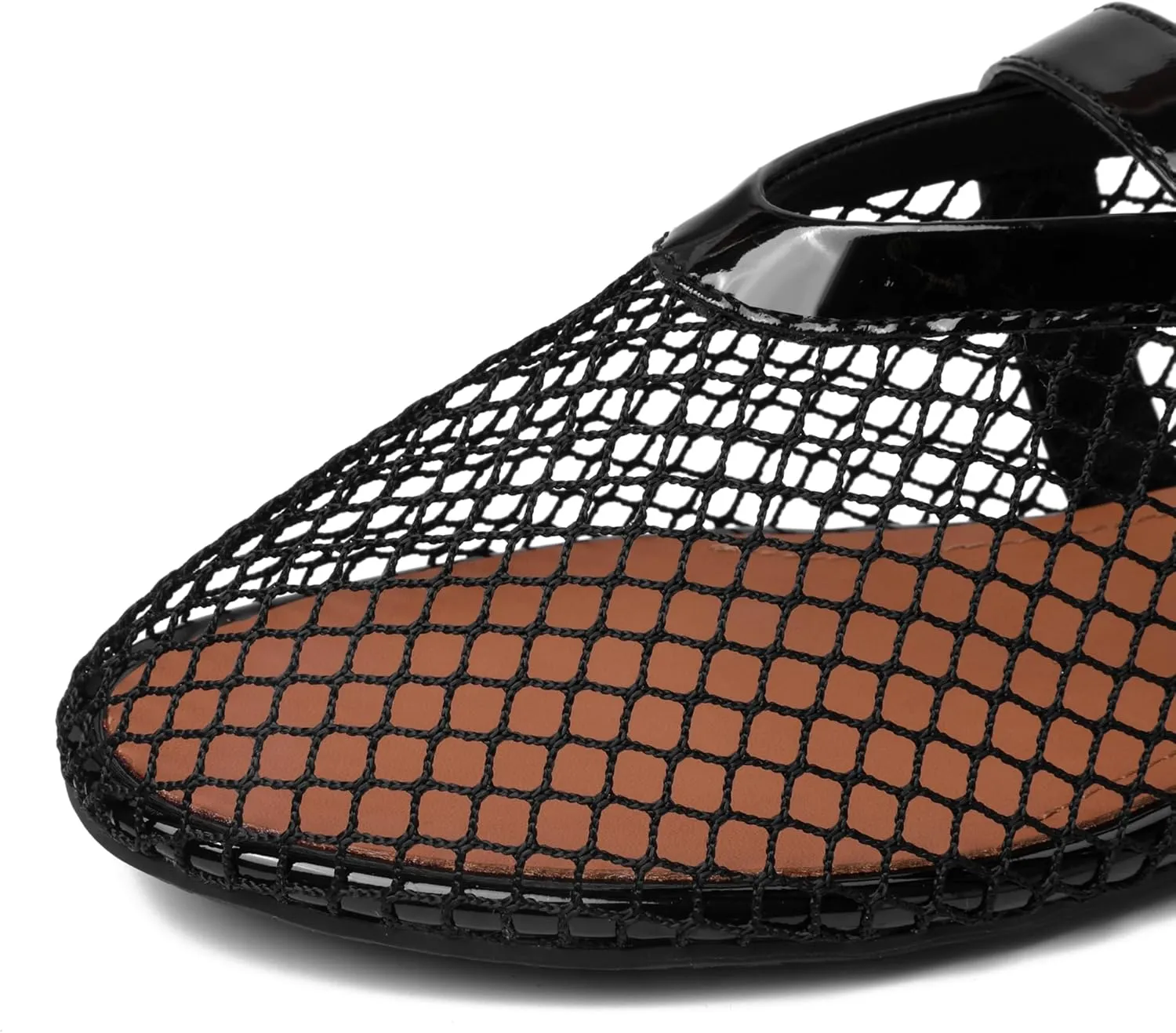 vivianly Mesh Ballet Flats Shoes for Women Flats Comfortable Dressy Round Toe Mesh Flats Fishnet Mary Jane Flats for Events Party Leisure