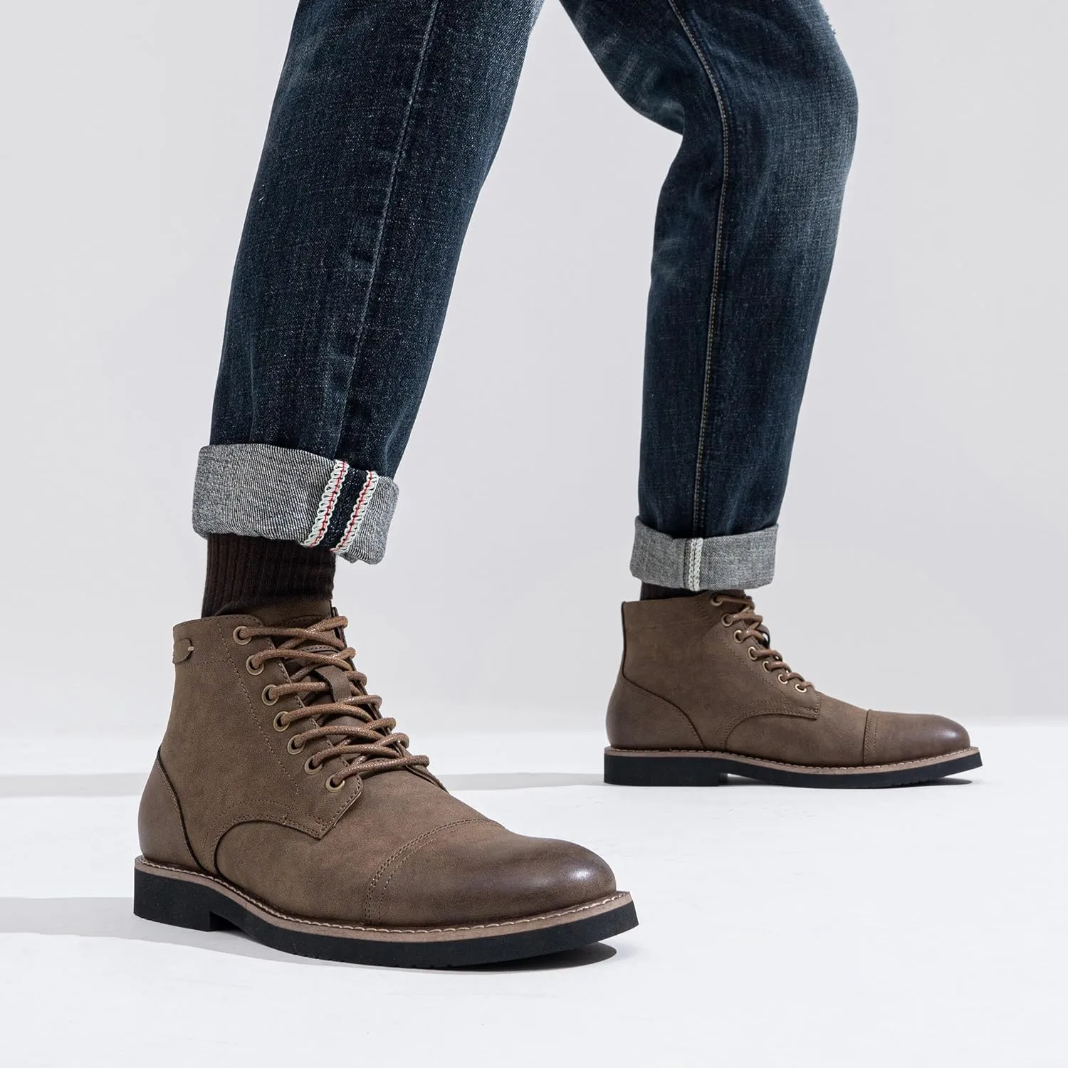 Vostey Men Boots Leather Cap Toe Casual Boots Chukka Fashion Dress Boots for Men