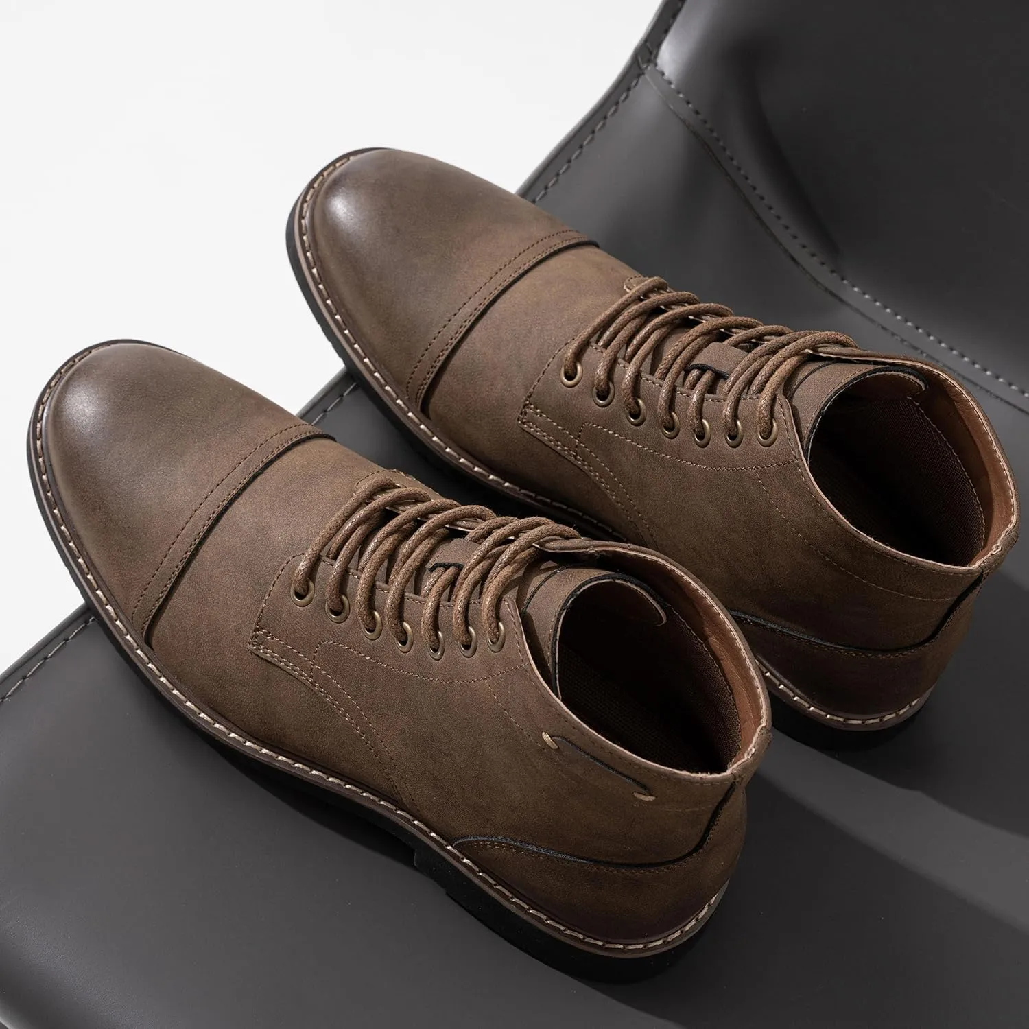 Vostey Men Boots Leather Cap Toe Casual Boots Chukka Fashion Dress Boots for Men