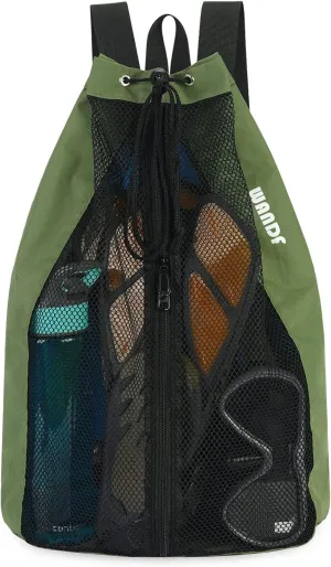 WANDF Swim Bag Mesh Drawstring Backpack Beach Backpack for Swimming, Gym, and Workout Gear