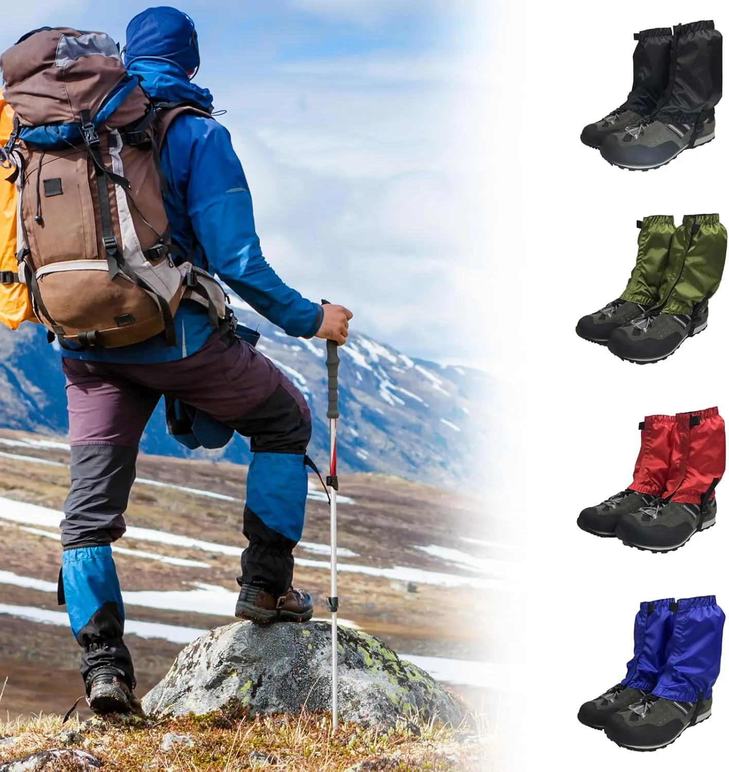 Watertight Gaiters for Snow Skiing Snowshoeing Adjustable Leg Gaiters for Men Women Gaiters for Hiking Boot and Shoe