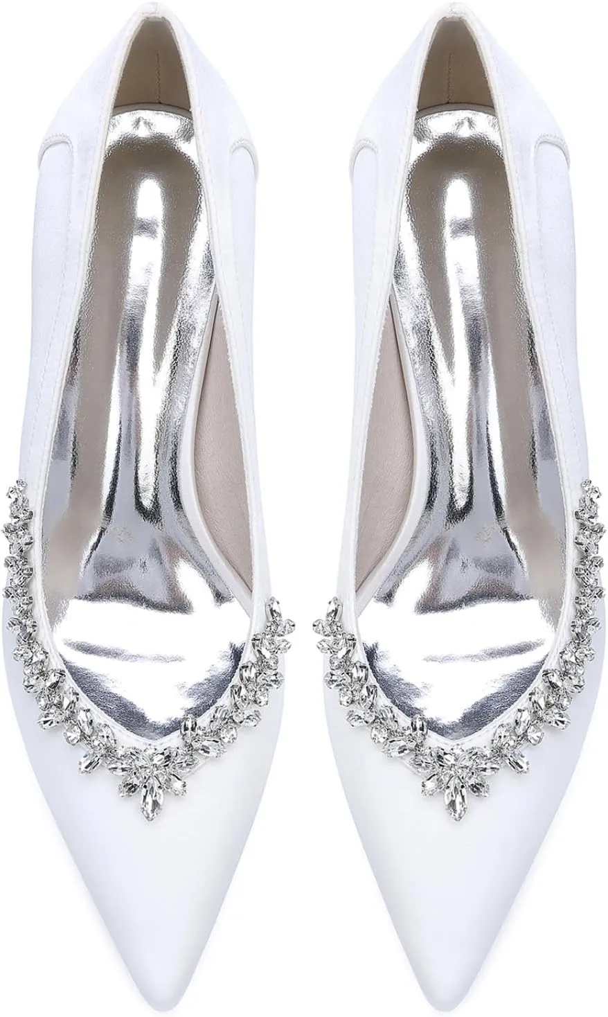 Wedding Bridal Shoes Pointed Toe Heels Women's Pumps Block Heel Bridal Classic Dress Pumps Shoes 8.5Cm