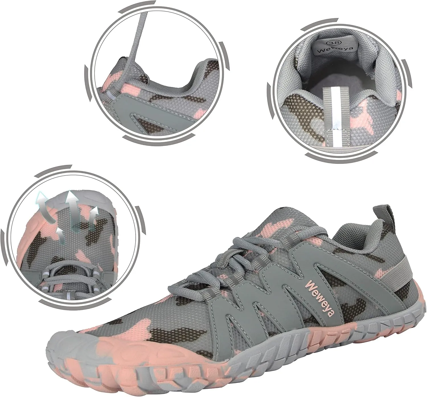 Weweya Barefoot Shoes for Women Minimalist Running Cross Training Shoe