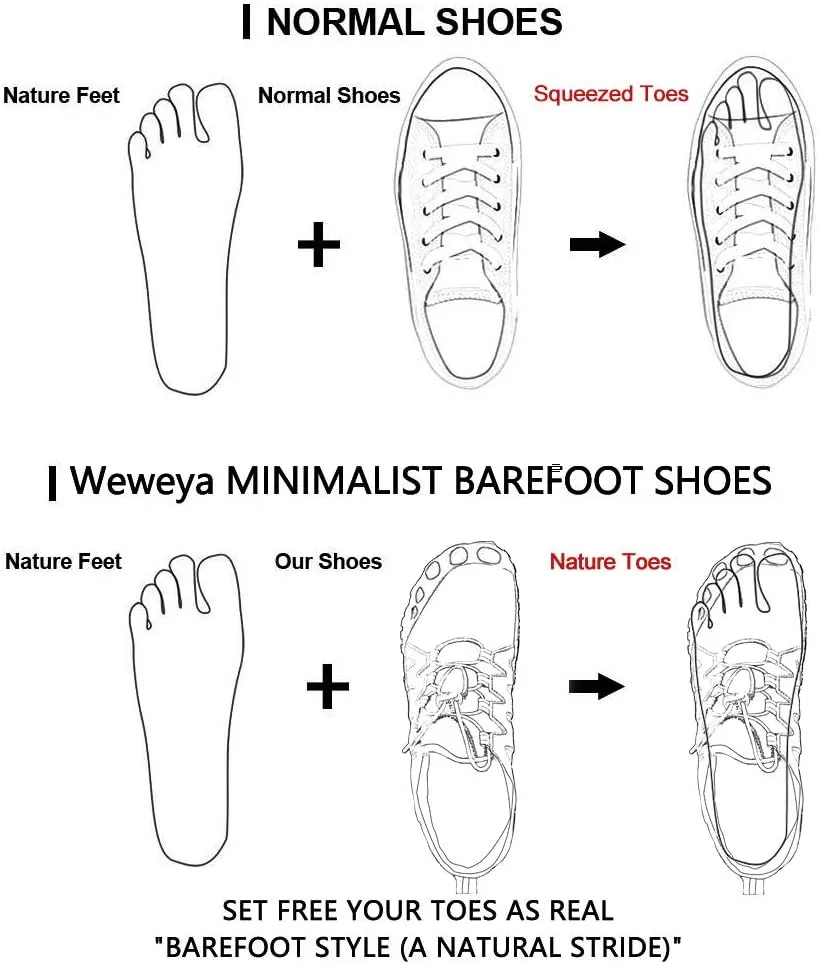 Weweya Barefoot Shoes Men Minimalist Running Cross Training Shoe