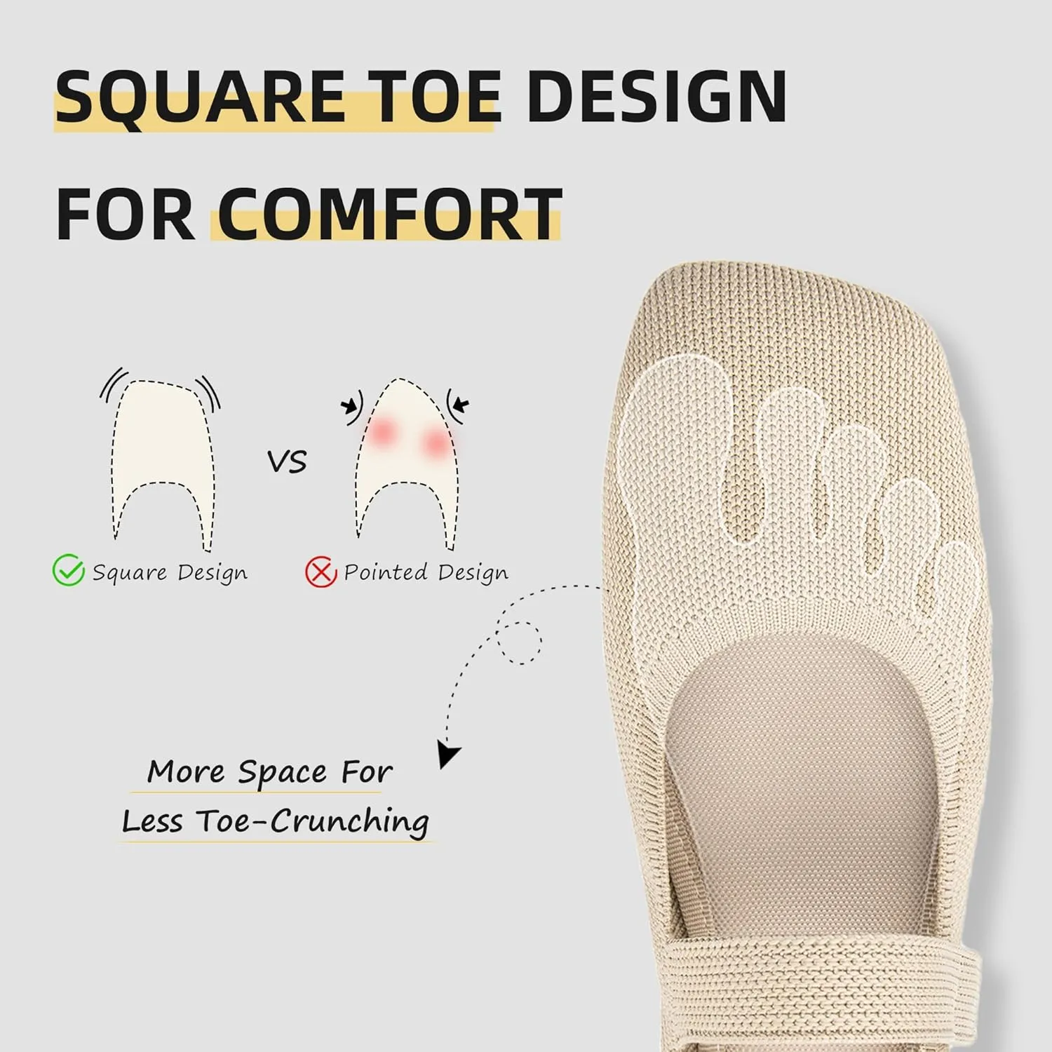 Wide Toe Box Flats Women Comfort Slip On Ballet Shoes Mary Jane Dressy Knit Flats with Adjustable Straps Washable Casual Office