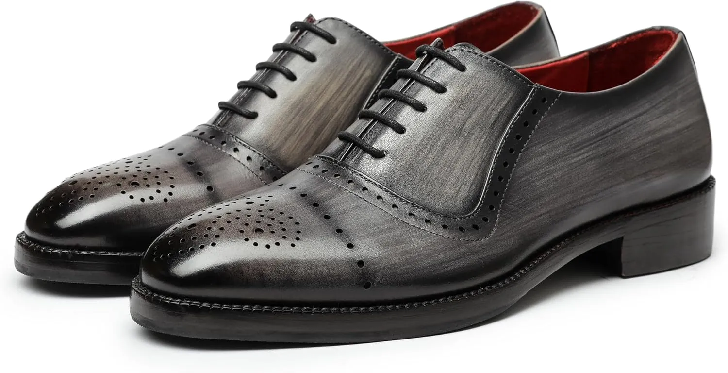 Wingtip Brogue Oxford Handcrafted Men's Genuine Leather Lace up Dress Shoes