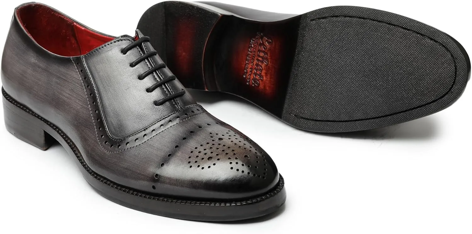 Wingtip Brogue Oxford Handcrafted Men's Genuine Leather Lace up Dress Shoes