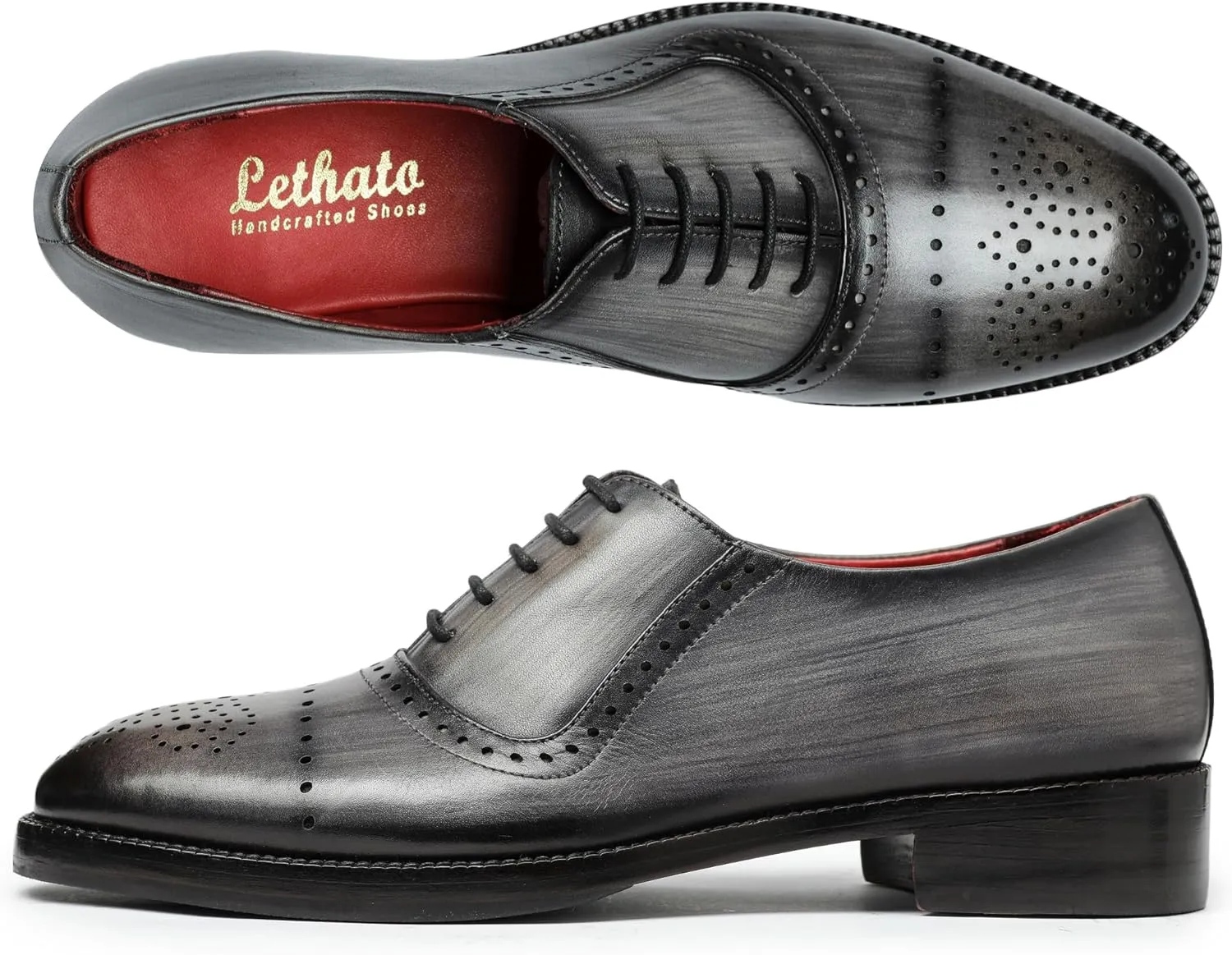 Wingtip Brogue Oxford Handcrafted Men's Genuine Leather Lace up Dress Shoes