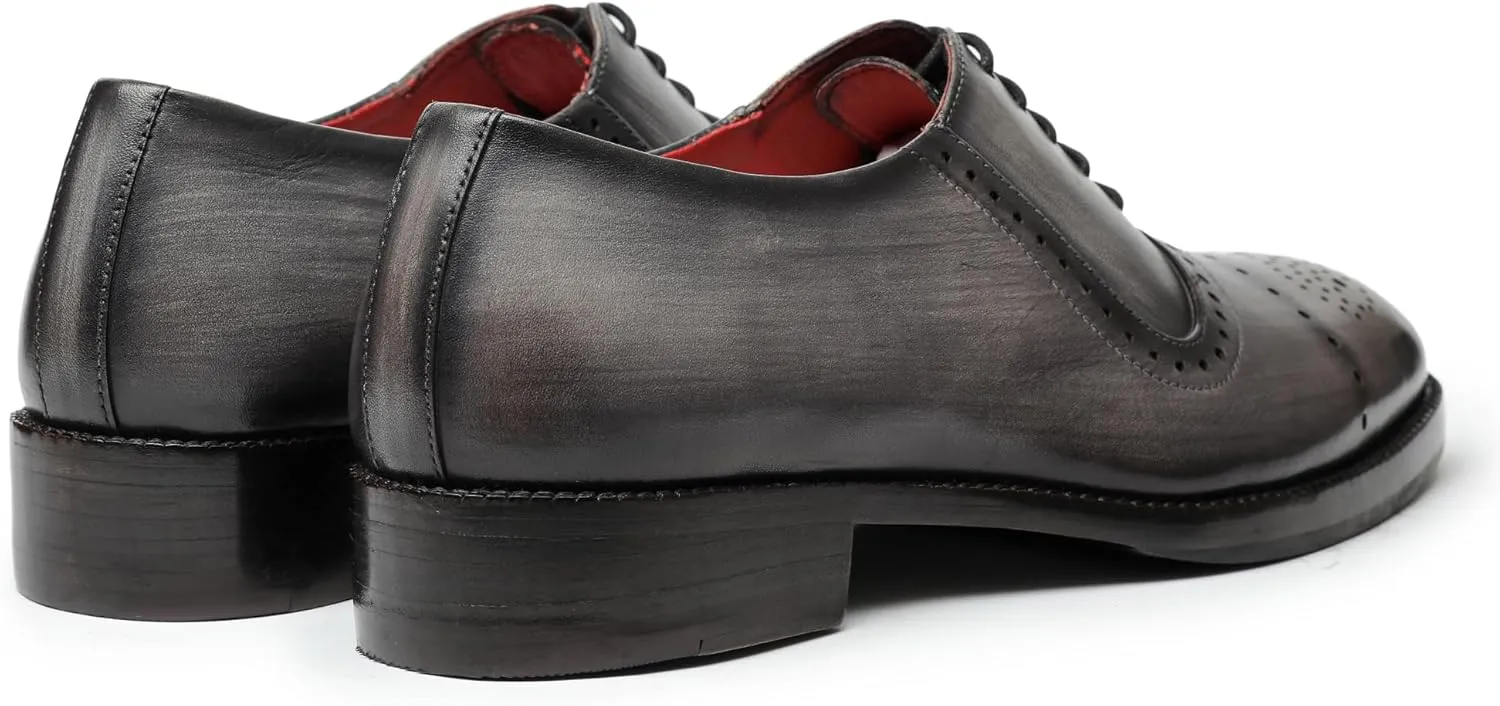 Wingtip Brogue Oxford Handcrafted Men's Genuine Leather Lace up Dress Shoes