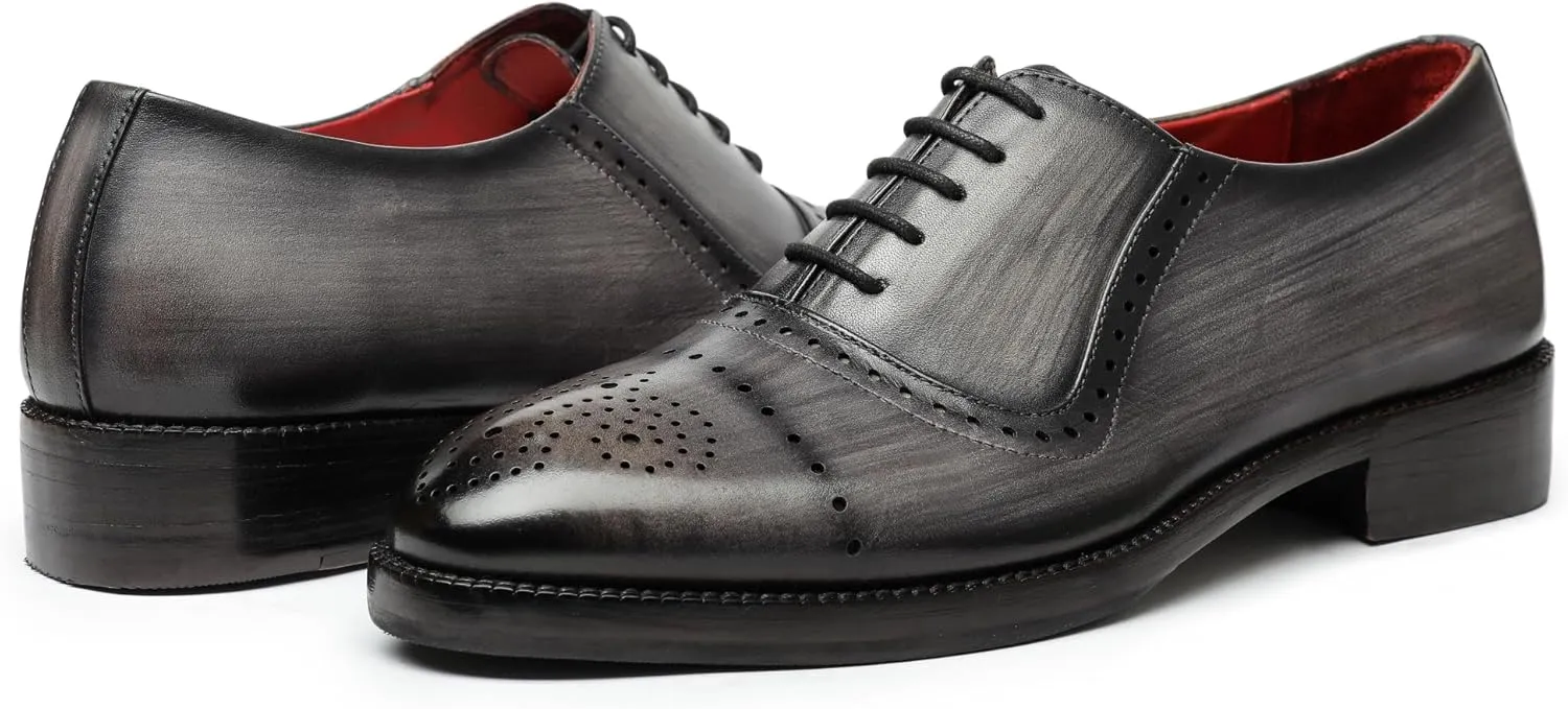 Wingtip Brogue Oxford Handcrafted Men's Genuine Leather Lace up Dress Shoes