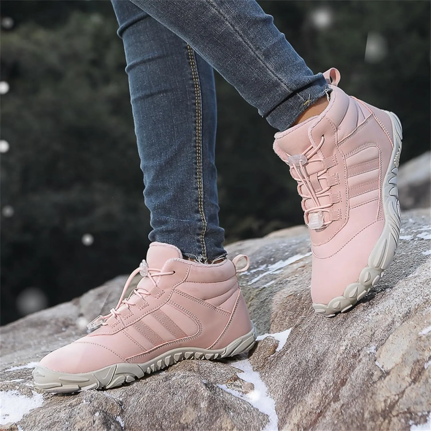 Winter Hike Barefoot boot Shoes for Women Men Waterproof Fleece warmth hiking boots Wide Toe Box Walking shoes