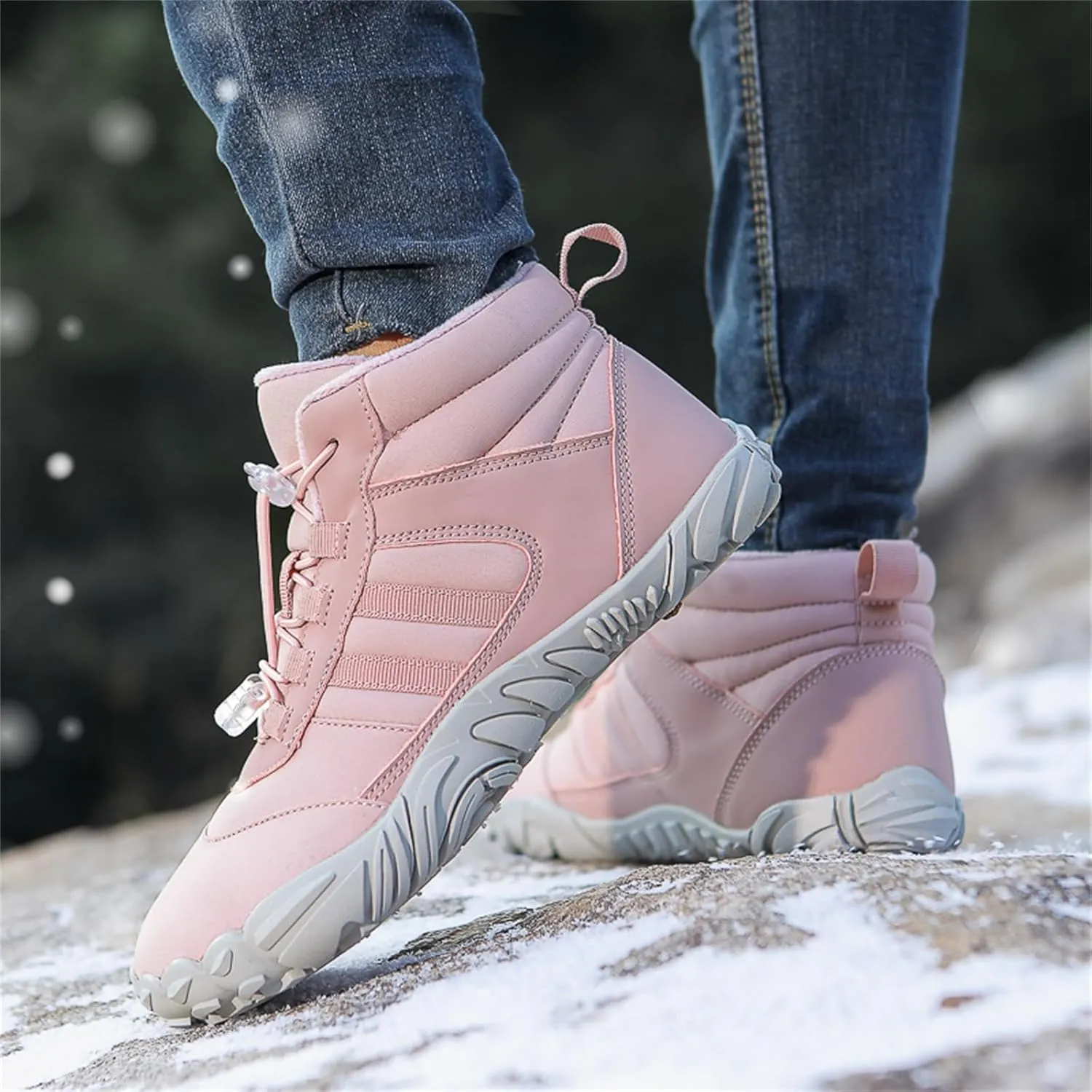 Winter Hike Barefoot boot Shoes for Women Men Waterproof Fleece warmth hiking boots Wide Toe Box Walking shoes