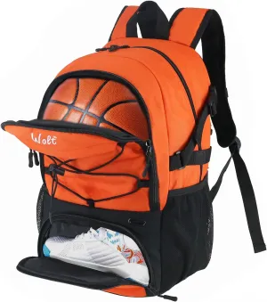 WOLT Basketball Backpack Large Sports Bag with Separate Ball Holder & Shoes Compartment, Best for Basketball, Soccer,Gym