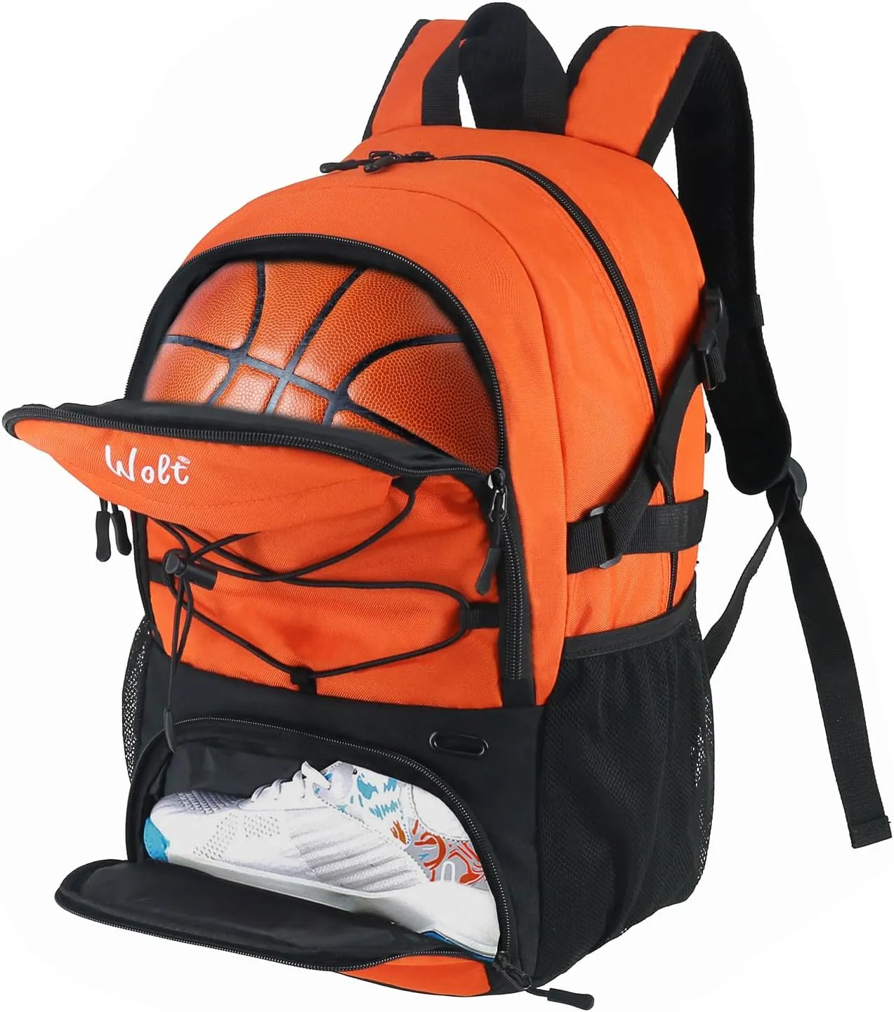 WOLT Basketball Backpack Large Sports Bag with Separate Ball Holder & Shoes Compartment, Best for Basketball, Soccer,Gym