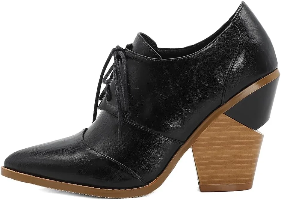 Women Fashion Chunky High Heels Brogue Classic Goth Pumps