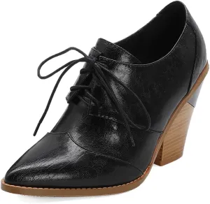 Women Fashion Chunky High Heels Brogue Classic Goth Pumps
