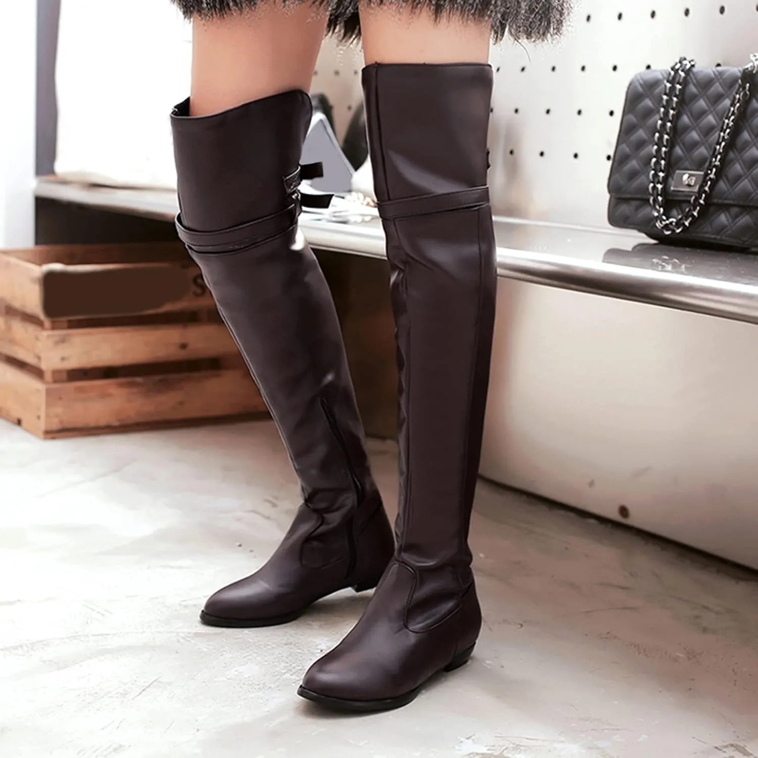 Women Flats Riding Boots Warm Over The Knee Comfort
