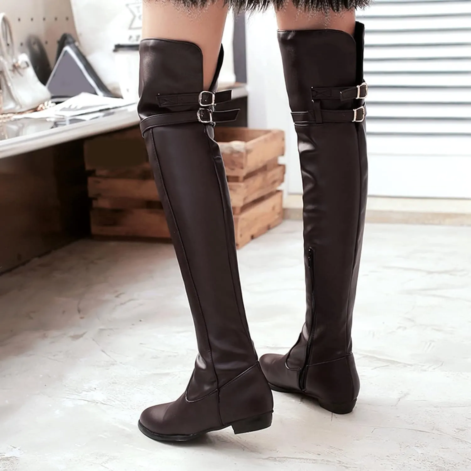 Women Flats Riding Boots Warm Over The Knee Comfort
