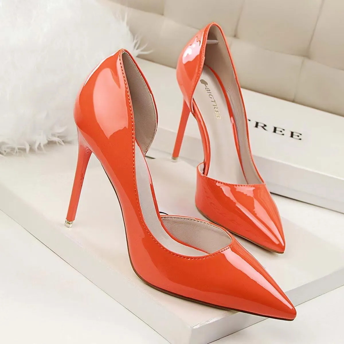 Women Pointed Stiletto High Heel Shoes Closed Toe Classic Slip On Dress Pumps