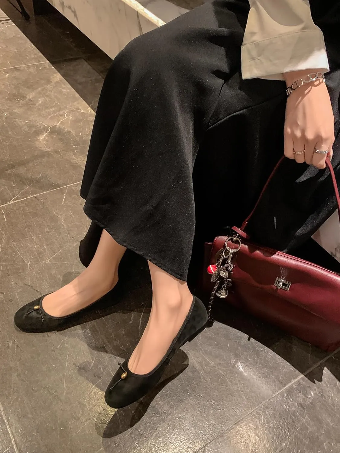 Women's Ballet Flats, Genuine Leather with Leopard Print, Slip-On Comfort Shoes with 1cm Low Heel, Soft Pigskin Lining and Stylish Metal Detail