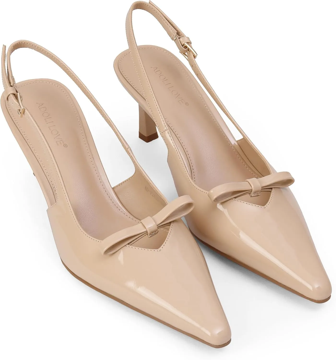 Women's Beige Kitten Heel Pumps, Size 12, One Size Fits Most, Faux Leather, Slingback, Pointed Toe, Casual, Classic, Spring/Summer, Women's Shoes