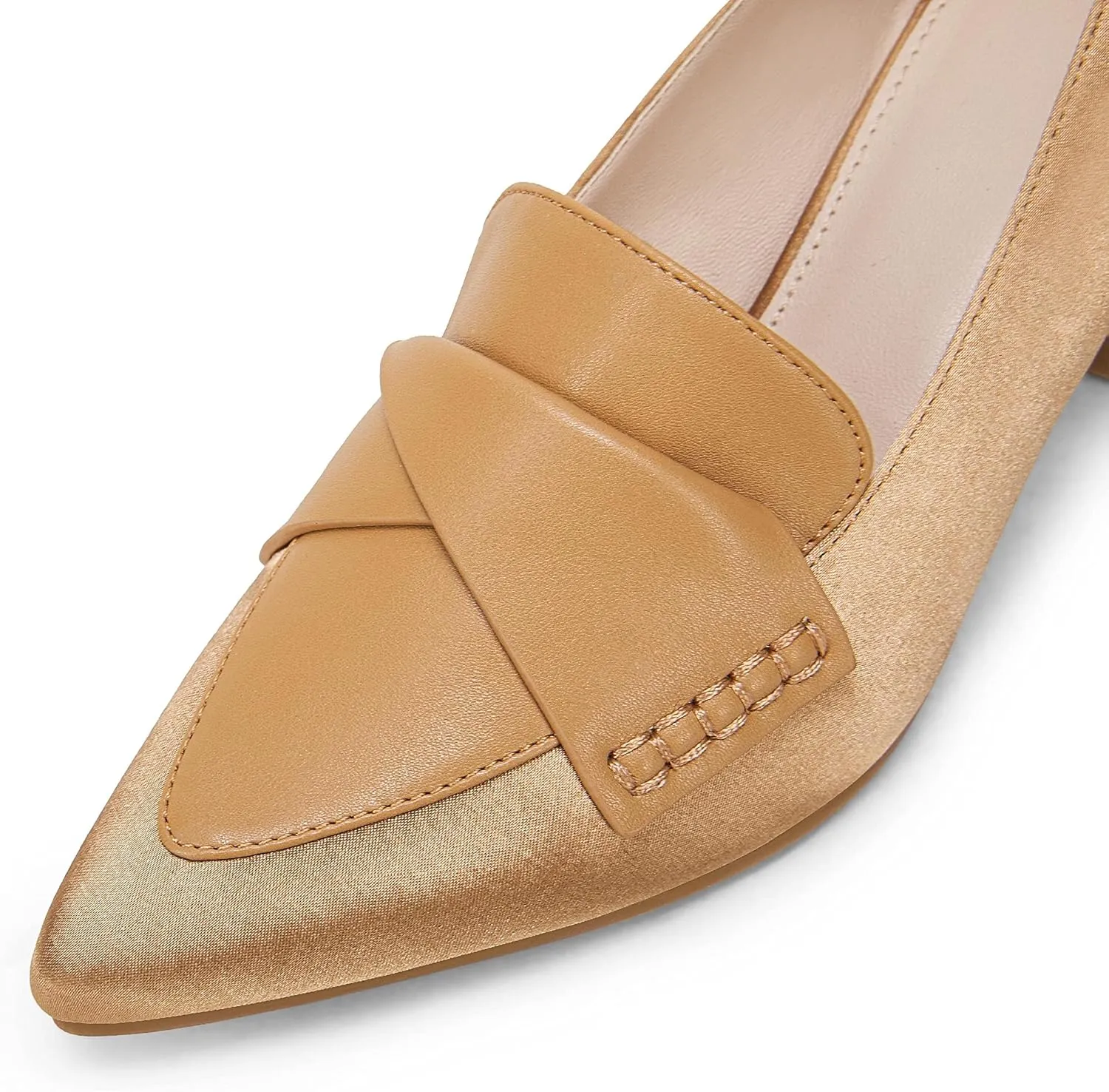 Women's Chunky Block Low Heels Pumps Stitching Retro Work Office Dress Shoes