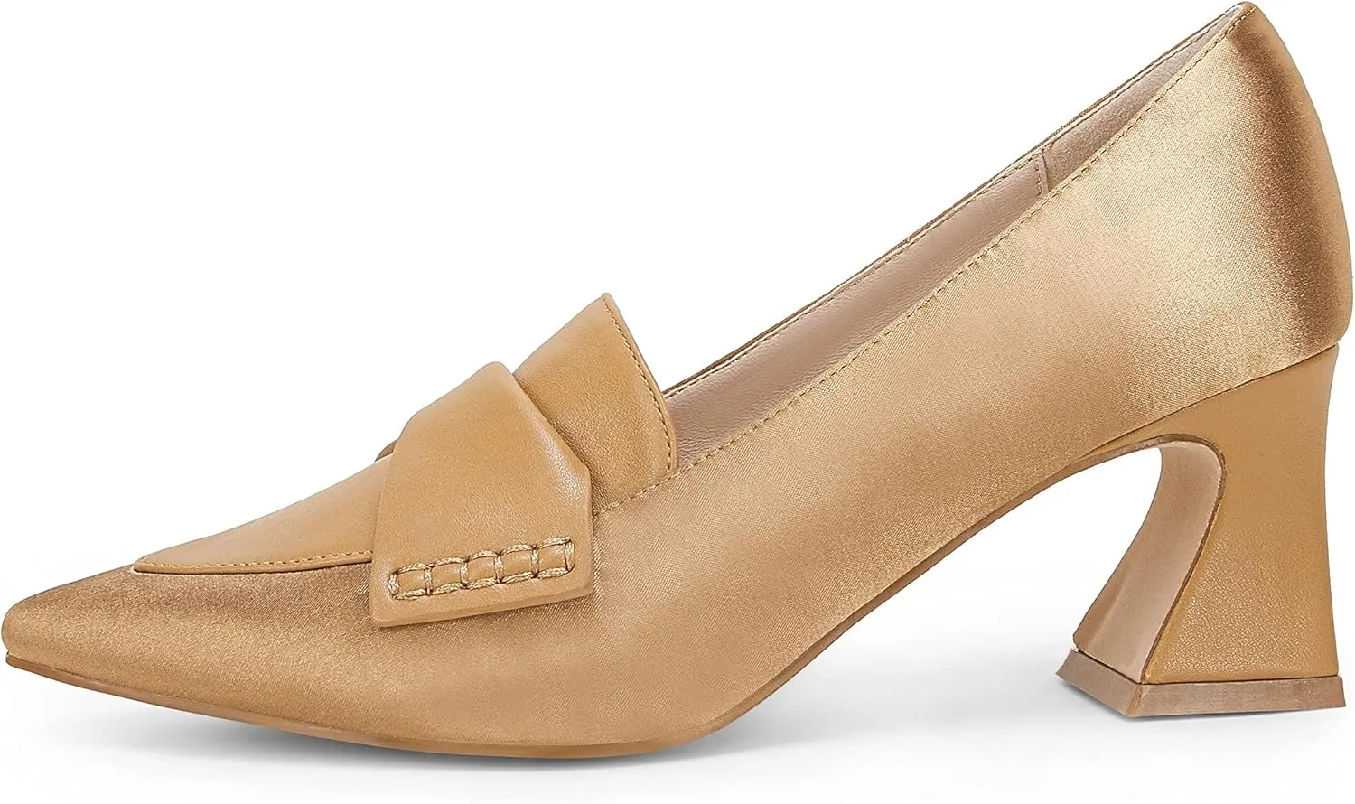 Women's Chunky Block Low Heels Pumps Stitching Retro Work Office Dress Shoes