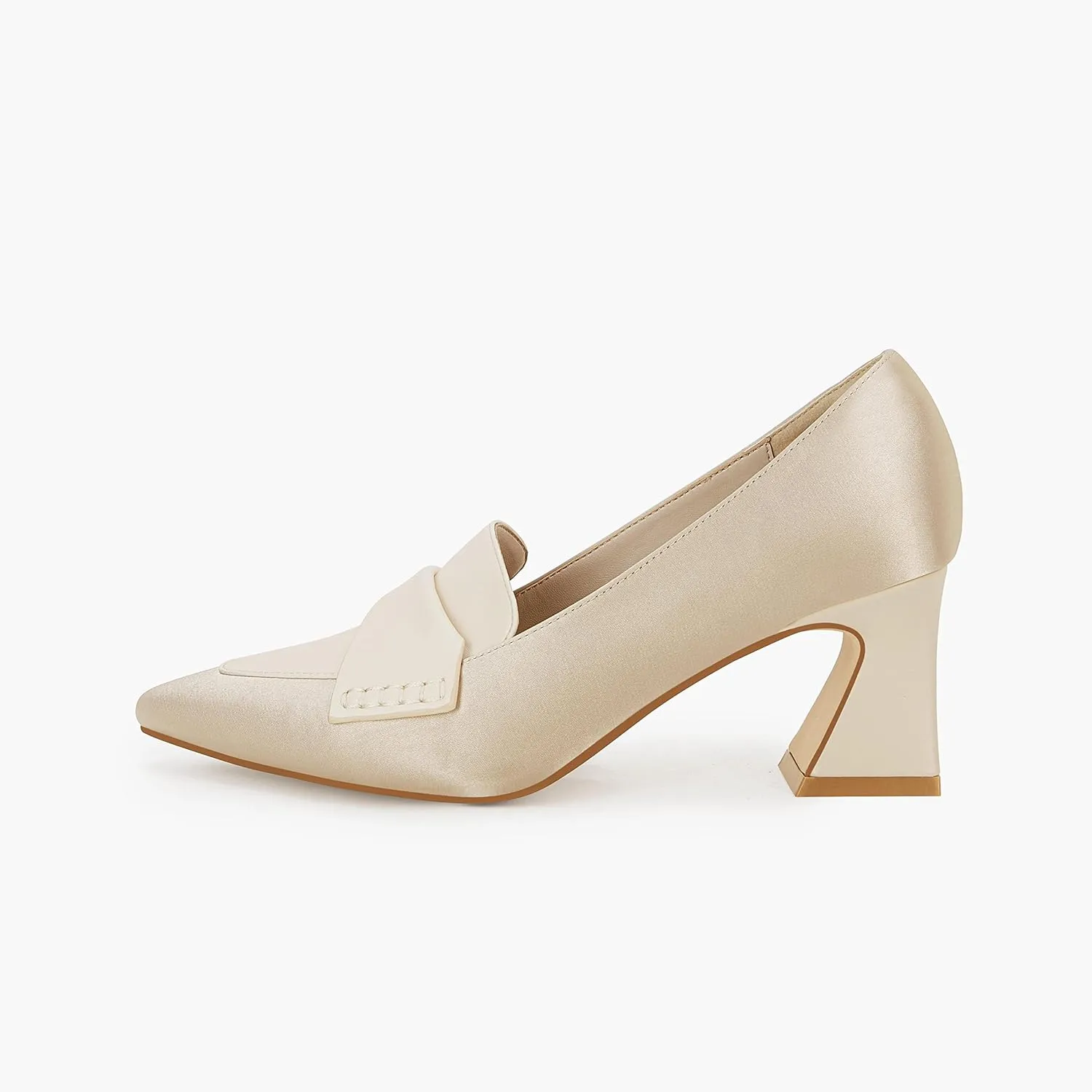 Women's Chunky Block Low Heels Pumps Stitching Retro Work Office Dress Shoes