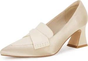 Women's Chunky Block Low Heels Pumps Stitching Retro Work Office Dress Shoes