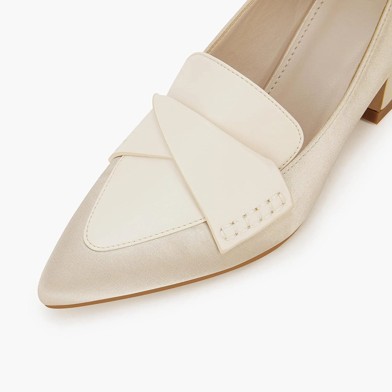 Women's Chunky Block Low Heels Pumps Stitching Retro Work Office Dress Shoes