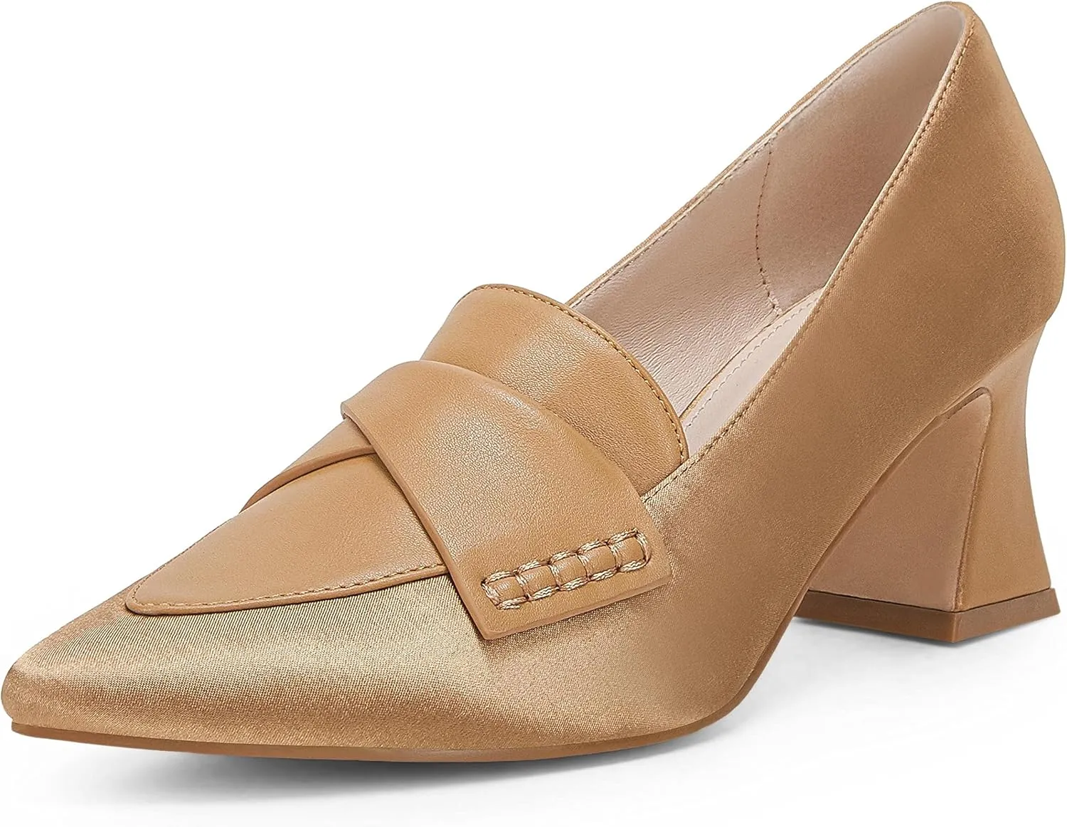 Women's Chunky Block Low Heels Pumps Stitching Retro Work Office Dress Shoes