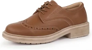 Women's Classic Oxford Flat Lace Up Business Formal Retro Wingtip Brogue Dress Shoes