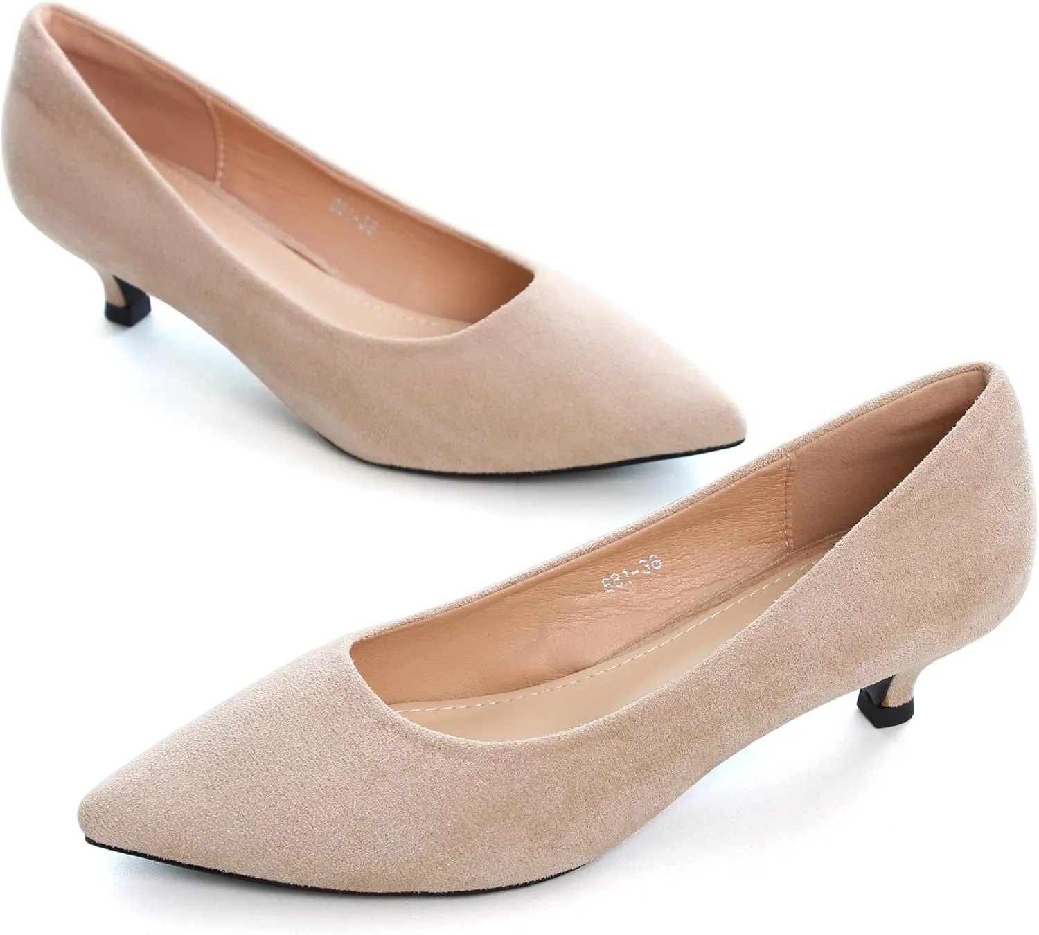Women's Classic Pointed Toe Kitten Low Heels Wedding Office Dress Pumps Festive Shoes for Women Dressy Casual