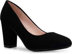 Women's Classic Round-Toe Platform Pumps High Block Heel - Adorable, Comfortable