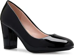 Women's Classic Round-Toe Platform Pumps High Block Heel - Adorable, Comfortable