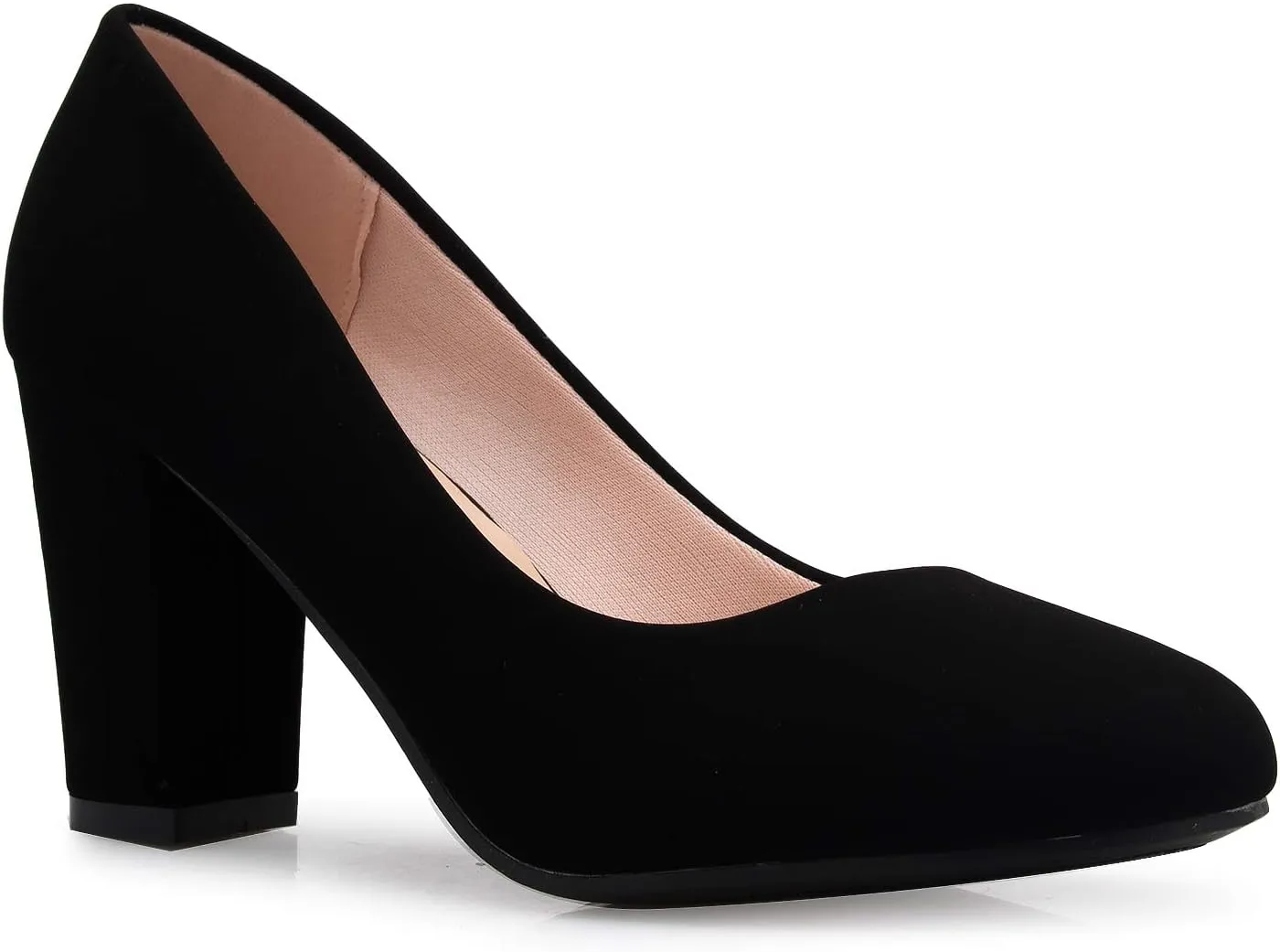 Women's Classic Round-Toe Platform Pumps High Block Heel - Adorable, Comfortable