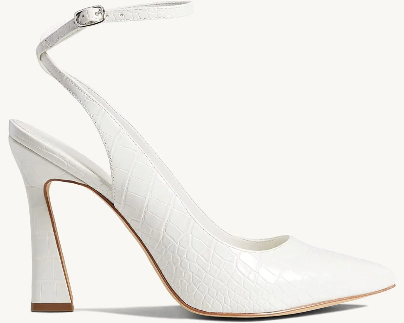 Womens Closed Toe Ankle Strap Heels Pointed Toe Pumps Shoes Slingback High Heel Wedding Dress Shoes