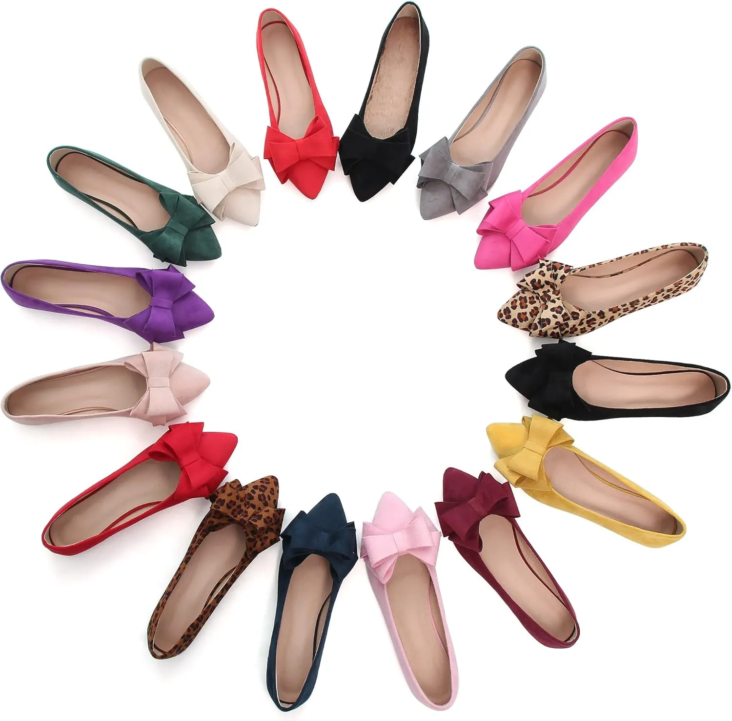 Women's Comfort Slip On Ballets, Faux Suede with Velvet Round Metal Buckle Casual Ballerina Loafers Elegant
