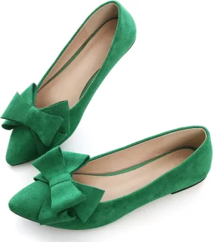 Women's Comfort Slip On Ballets, Faux Suede with Velvet Round Metal Buckle Casual Ballerina Loafers Elegant