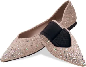 Women's Flats Comfortable Pointed Rhinestone Ballet Flats for Women Sparkle Elegant Dress Flats