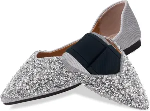 Women's Flats Comfortable Pointed Rhinestone Ballet Flats for Women Sparkle Elegant Dress Flats